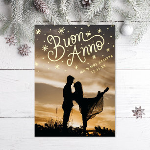 Tarjeta Festiva Con Relieve Metalizado Foto de Año Nuevo de Buon Anno en italiano