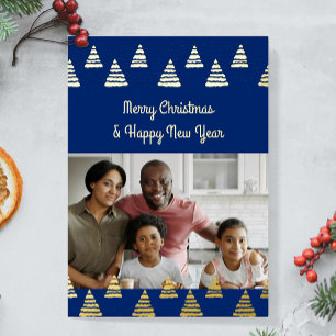 Tarjeta Festiva Con Relieve Metalizado Foto de árboles de Navidad minimalistas