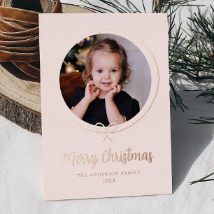 Tarjeta Festiva Con Relieve Metalizado Foto de arco minimalista en rosa dorado