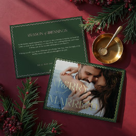 Tarjeta Festiva Con Relieve Metalizado Foto de Boda de ondulación mínima moderna con mare