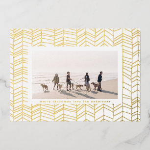 Tarjeta Festiva Con Relieve Metalizado Foto de caramelo de Navidad en oro moderno