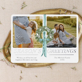 Tarjeta Festiva Con Relieve Metalizado Foto de color de agua de cinta de acero tradiciona