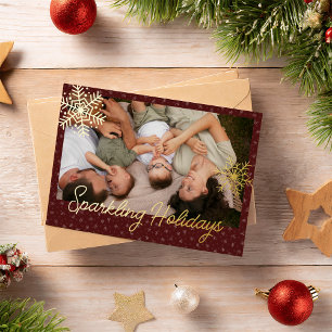 Tarjeta Festiva Con Relieve Metalizado Foto de Cute Snowflakes