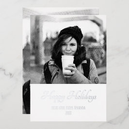 Tarjeta Festiva Con Relieve Metalizado Foto de dos caras de guión de moda para navidades