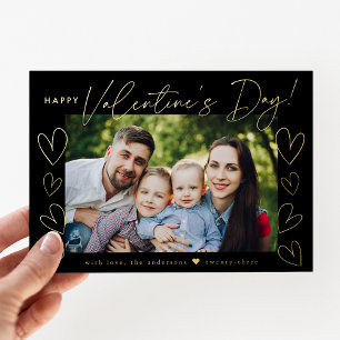 Tarjeta Festiva Con Relieve Metalizado Foto de El día de San Valentín negro con guión mod