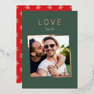 Tarjeta Festiva Con Relieve Metalizado foto de FADING FRAME simple AMOR ROSE GOLD