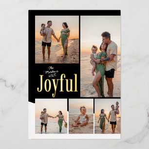 Tarjeta Festiva Con Relieve Metalizado Foto de familia de vacaciones modernas y alegres