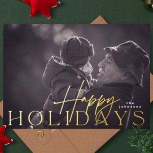 Tarjeta Festiva Con Relieve Metalizado Foto de familia Feliz Navidad Foto de ORO