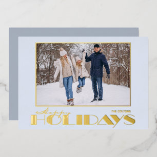 Tarjeta Festiva Con Relieve Metalizado Foto de Felices Fiestas