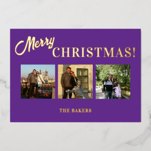 Tarjeta Festiva Con Relieve Metalizado Foto de Feliz Navidad