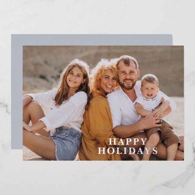 Tarjeta Festiva Con Relieve Metalizado Foto de Flores Tropicales (Anverso/Reverso)