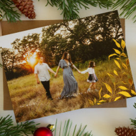 Tarjeta Festiva Con Relieve Metalizado Foto de follaje de Navidades de Relieve metalizado