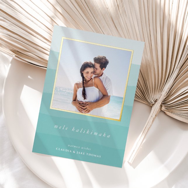 Tarjeta Festiva Con Relieve Metalizado Foto de la banda acuática Mele Kalikimaka (Subido por el creador)