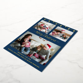 Tarjeta Festiva Con Relieve Metalizado Foto de la colección de Navidades de oro azul de l