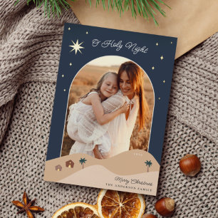 Tarjeta Festiva Con Relieve Metalizado Foto de la estrella de Belén