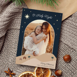 Tarjeta Festiva Con Relieve Metalizado Foto de la estrella de Belén