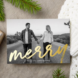 Tarjeta Festiva Con Relieve Metalizado Foto de lujo moderna y alegre