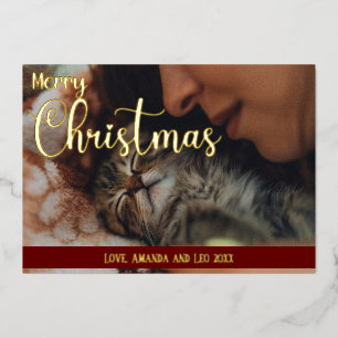 Tarjeta Festiva Con Relieve Metalizado foto de mascota