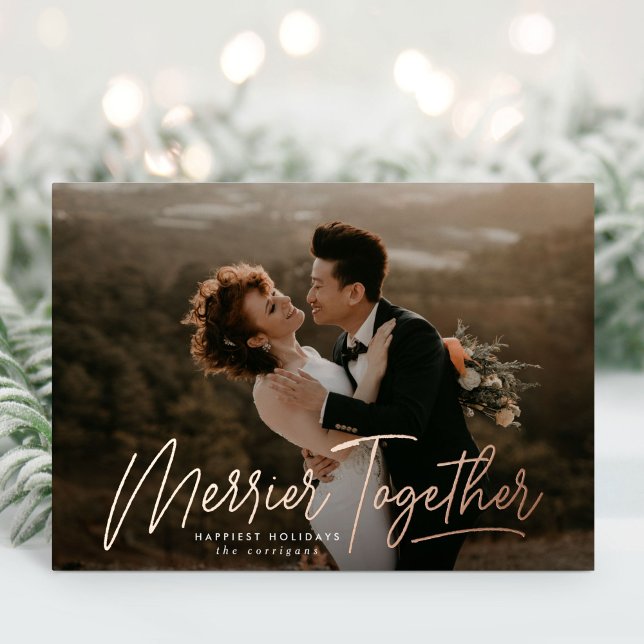 Tarjeta Festiva Con Relieve Metalizado Foto de Merrier Together Calligraphy (Subido por el creador)