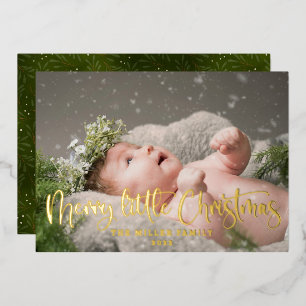 Tarjeta Festiva Con Relieve Metalizado Foto de Merry Little Navidades
