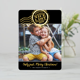 Tarjeta Festiva Con Relieve Metalizado FOTO DE NAVIDAD 2026 sello negro de Lista Bonita c