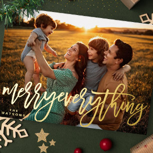 Tarjeta Festiva Con Relieve Metalizado FOTO de Navidad Alegre Todo con HOLOGRAMA REAL