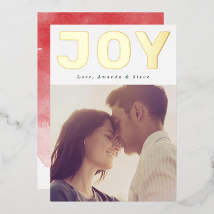 Tarjeta Festiva Con Relieve Metalizado FOTO de Navidad BOLD GOLD JOY