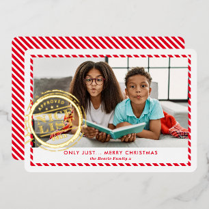 Tarjeta Festiva Con Relieve Metalizado FOTO DE NAVIDAD DE NIÑOS divertida Lista Nice sell