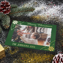 Foto de Navidad de Poinsettia Verde Elegante