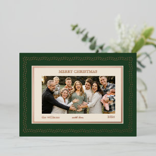 Tarjeta Festiva Con Relieve Metalizado Foto de Navidad elegante de la familia con estrell
