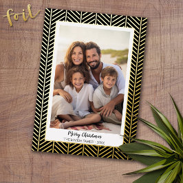 Tarjeta Festiva Con Relieve Metalizado Foto de navidades con borde de oro de Herringbone