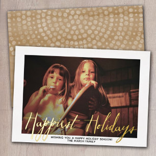 Tarjeta Festiva Con Relieve Metalizado Foto de navidades - con las vacaciones más felices