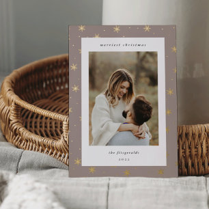 Tarjeta Festiva Con Relieve Metalizado Foto de Navidades de la frontera de Snowflake de o