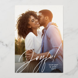 Tarjeta Festiva Con Relieve Metalizado Foto de Navidades de la marina plateada con guion 