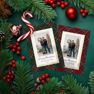 Tarjeta Festiva Con Relieve Metalizado Foto de Navidades de plantas verdes