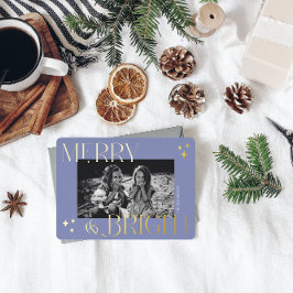 Tarjeta Festiva Con Relieve Metalizado Foto de Navidades elegantes merry y luminosos