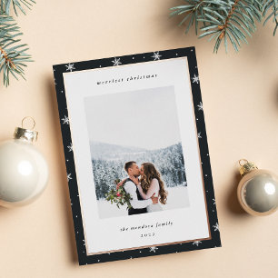 Tarjeta Festiva Con Relieve Metalizado Foto de Navidades modernos de la frontera con copo