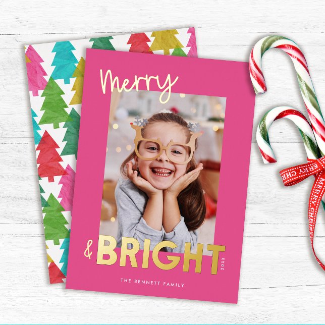 Tarjeta Festiva Con Relieve Metalizado Foto de Navidades modernos merry y brillantes (Subido por el creador)
