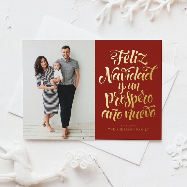 Tarjeta Festiva Con Relieve Metalizado Foto de Navidades navideños navideños en rojo (Subido por el creador)