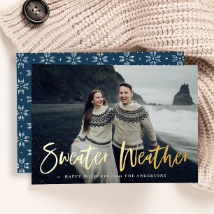 Tarjeta Festiva Con Relieve Metalizado Foto de Navy Sweater