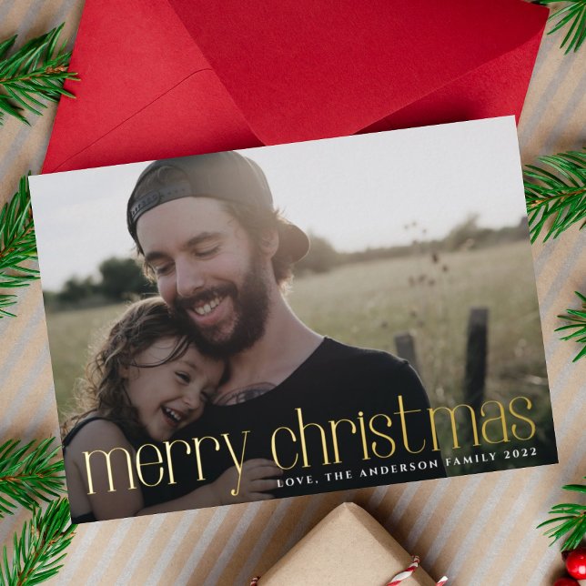 Tarjeta Festiva Con Relieve Metalizado Foto de oro moderno Feliz Navidad (Subido por el creador)