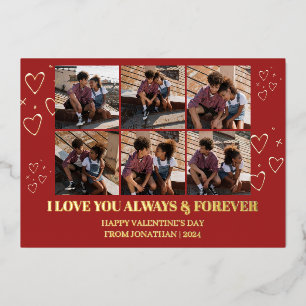 Tarjeta Festiva Con Relieve Metalizado Foto de pareja simple el día de San Valentín de am