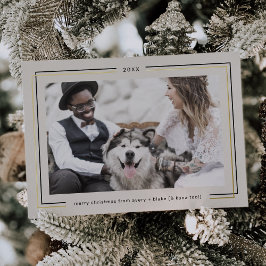 Tarjeta Festiva Con Relieve Metalizado Foto de parejas vintage con foil dorado de AVERY p