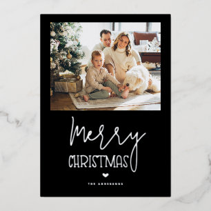 Tarjeta Festiva Con Relieve Metalizado Foto de reseña de Black Silver Merry Christmas Yea