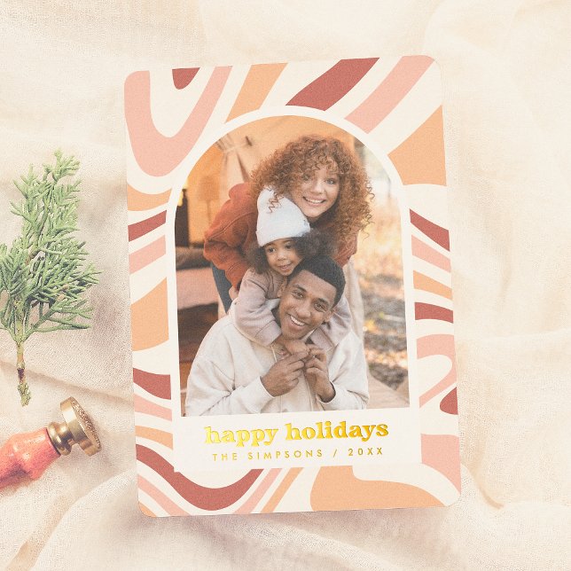 Tarjeta Festiva Con Relieve Metalizado Foto de vacaciones de los Navidades de Modern Arch (Subido por el creador)