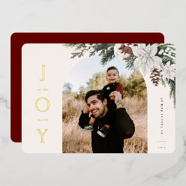 Tarjeta Festiva Con Relieve Metalizado Foto de Winter Joy Arch
