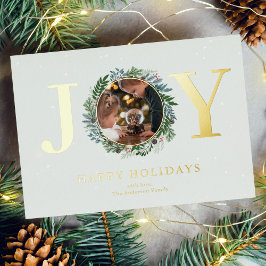 Tarjeta Festiva Con Relieve Metalizado Foto de Wreath de navidades