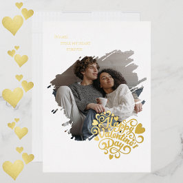 Tarjeta Festiva Con Relieve Metalizado Foto del Día de San Valentín Personalizada Robó Mi