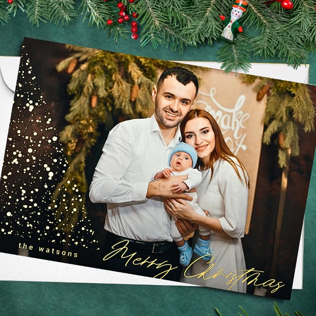 Tarjeta Festiva Con Relieve Metalizado Foto del Personalizado del árbol de navidad modern (Subido por el creador)