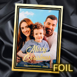 Tarjeta Festiva Con Relieve Metalizado Foto del personalizado Nombre de la familia Guión
